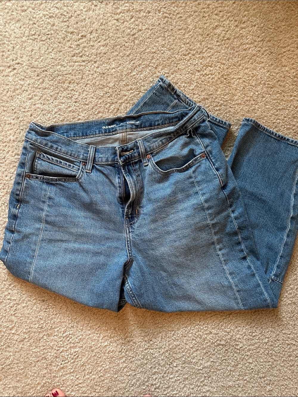 Old Navy Women's Barrel Ankle & Cropped Jeans - Blue Denim